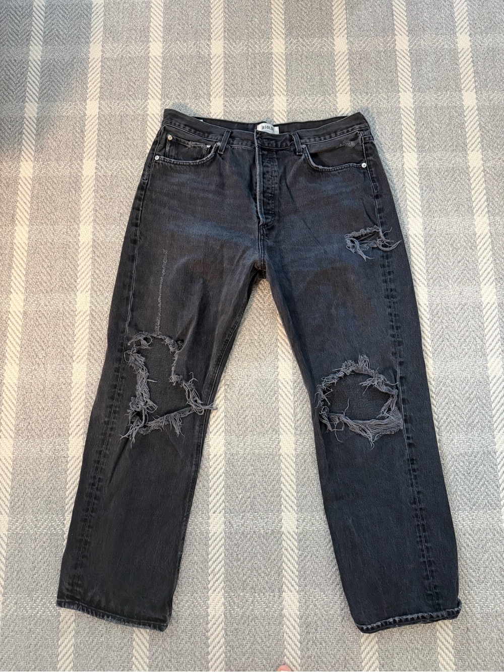 Agolde Black Washed Button-Fly Jeans